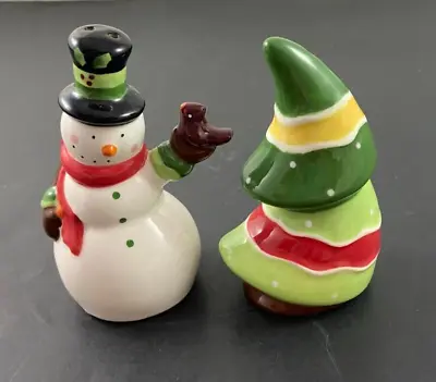 Christmas Salt & Pepper Shakers Christmas Tree And Snowman • $9.99