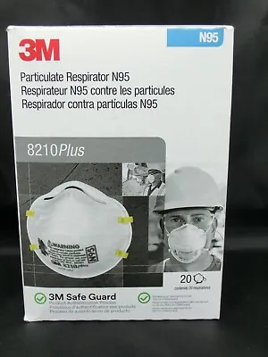 3M Particulate Respirator N95 Masks - 8210 Plus - 1 Box Of 20 Masks 05/2025 • $15