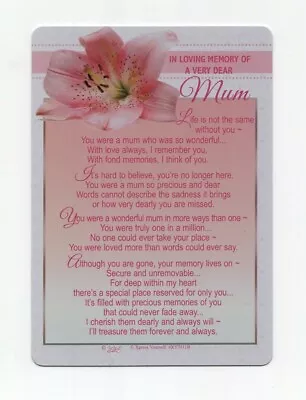 Mum Graveside Memorial Card In Loving Memory Of A Very Dear Mum • £2.39