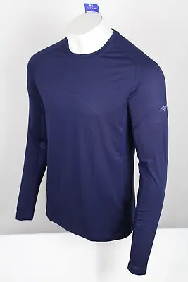 Mizuno Men's Performance Long Sleeve Shirt Crew Moisture Wicking Navy Blue • $18.69