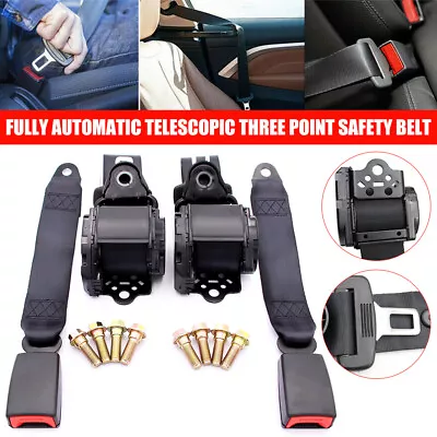 2 Set 3 Point Retractable Car Safety Seat Belt Lap Adjustable Diagonal Belt Kit • $39.99