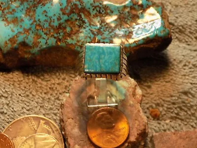 New Mens Ring Sterling Silver Kingman Turquoise Navajo Trevor Jack Size 10 3/4 • $112.77