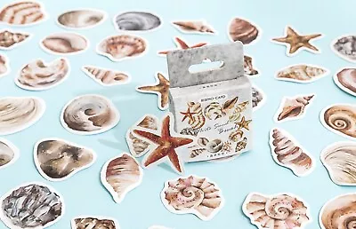 SEASHELL STICKERS Beach Sea Shell Travel Scrapbook Journal Diary Card Craft Deco • £2.39