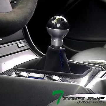 Topline For Mazda MT/AT Shifter Shift Boot Gear Cover - Black Suede Blue Stitch • $14