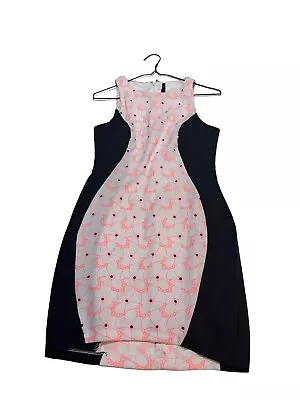 Ally Womens Black White Pink Floral Sleeveless Dress Size 8 Good Condition • $30