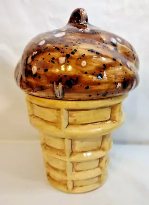 Vintage 1980s Ceramic Ice Cream Cone Cookie Jar - Made In USA-Signed B 1981 • $21.25