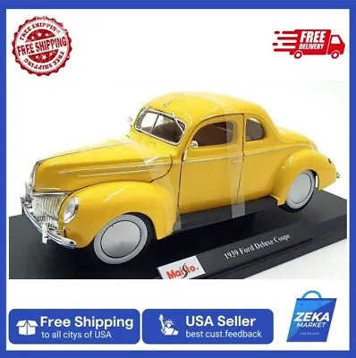 NWB Maisto 1:18 Scale 1939 Ford Deluxe Coupe Yellow Diecast Model Collectors Car • $44.99