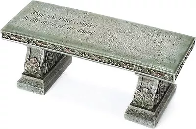 Roman Memorial Bench With Verse Inscribed On 15.25 Inches Wide Gray Green  • $95.88