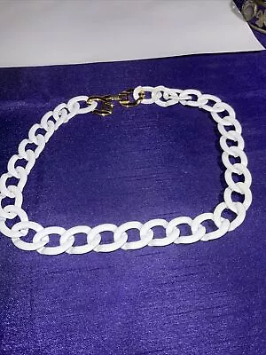 Monet White Enamel Chain Necklace 16 Inch 80’s Style  • $17.79