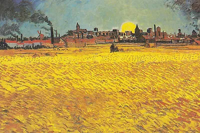 Vincent Van Gogh - Wheat Field At Sunset (1888) - Art Print Painting Poster • £64.95