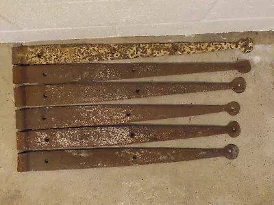 6 Vintage Antique Wrought Iron Barn Farm Door Strap Hinge Bar Metal 22.5-24.75  • $200