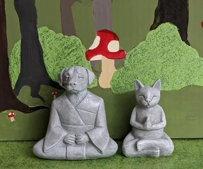 The Zen Garden Miniature Meditating Dog And Meditating Cat NEW • $19.95