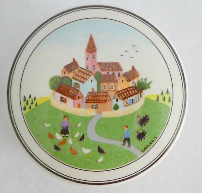 VILLEROY & BOCH Luxembourg DESIGN NAIF 3 3/4  TRINKET BOX Rooster & Hens Scene • $12.99