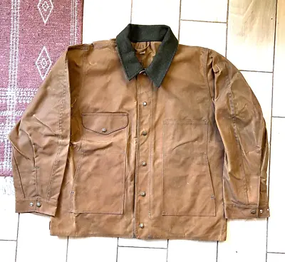 Mens Vintage FILSON Tin Cloth Cruiser Field Chore Mackinaw Snap Jacket Coat XL • $325