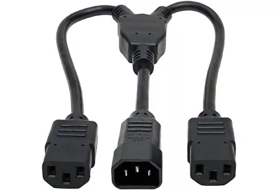 Universal Power Splitter Cord - IEC320 C14 Male Plug To Dual C13 Receptacles • $5.90