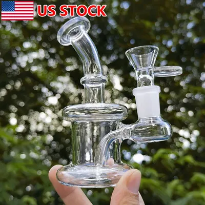 4.5 Inch Mini Glass Bong Perc Premium Quality Water Pipe Hookah Bubbler + Bowl • $13.29