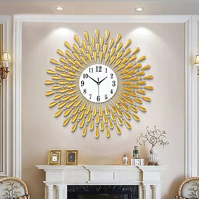 £26.49 • Buy 38CM Round Diamond Clock Crystal Wall Clock Silent Non-ticking For Living Room