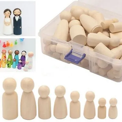 £16.55 • Buy 50x Wooden Peg Dolls Unfinished Family People Wedding DIY Craft Kids Decoration