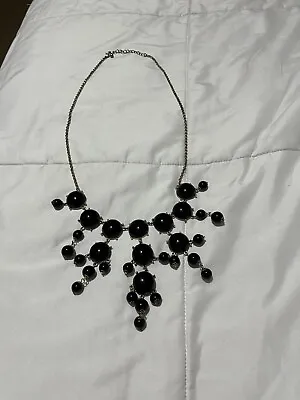 $0.99 • Buy Cute Black Bubble Bib Necklace Gold Tone 