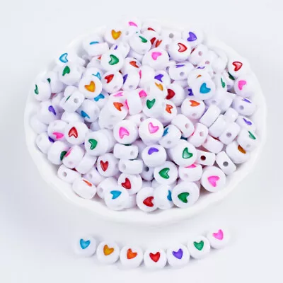 50pcs Heart Flat Spacer Beads For Jewelry Making Diy Bracelet Accessories NEW 01 • $0.01