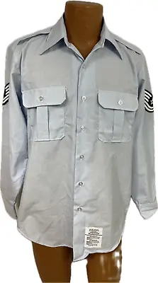 MEN'S SIZE 16 X 33  USAF US MILITARY DRESS BLUE LONG SLEEVE UNIFORM SHIRT TSGT • $18