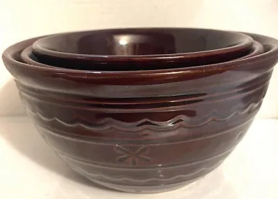 Vintage Marcrest 3 Bowls Daisy Dot Stoneware 7  To 9  Wide About 4  Tall Display • $35