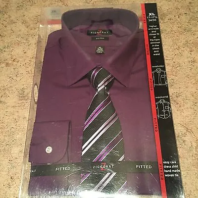 Ziggurat Black And Purple Tie With Free XL Fitted Purple Dress Shirt New In Box • $20