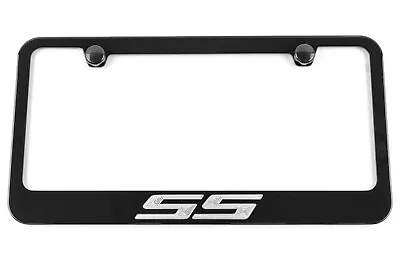 Chevrolet SS Silver Engraved License Plate Frame Black Metal USA Made In-Stock • $33.95