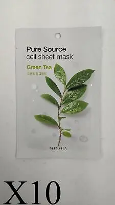 Missha Sheet Mask Pure Source Green Tea Cell Set Of 10 • $14