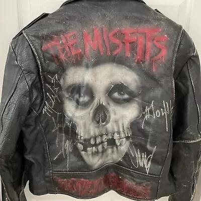 VTG 🤑👺MISFITS😈💀FULL BAND AUTOGRAPHED Leather Jacket Men’s XL **RARE!!**👀👀 • $2298.85