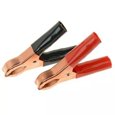 $5.99 • Buy 2pc Battery Clips Alligator Test Clamps Lead Black & Red Heavy Duty 50 Amp