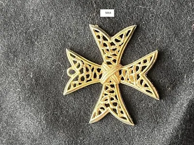Vintage Pendent Gold Color 2 Inch Maltese Cross 5014 • $1.50