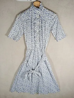 Laura Ashley Dress Tea Ladies Cottage Core Vintage Size 10 UK Blue White Flowers • £69.99