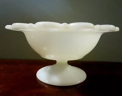 Vintage Old Colony White Milk Glass Footed Bowl Scalloped Lace Edge Candy Dish • $14.95