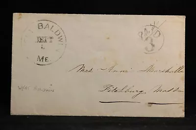 Maine: West Baldwin 1850s Stampless Cover Black CDS Circled PAID 3 Cumb. Co • $17.50