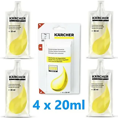 Window Cleaner Concentrate Karcher Streak Free Glass Cleaning Solution 4 X 20ml • £8.99