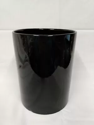 8135-L Royal Haeger BLACK Ebony USA Pottery 9 1/8  Utensil Holder CYLINDER VASE • $13.78