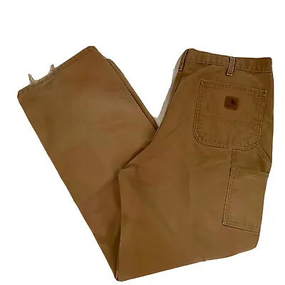 Carhartt Dungaree Fit Cargo Rip Stop Carpenter Jeans 38x34 100% Cotton B11 BRN • $26.97