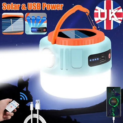 Solar Powered LED Bulb Light Outdoor Garden Camping Tent Lamp USB Rechargeable • £5.99