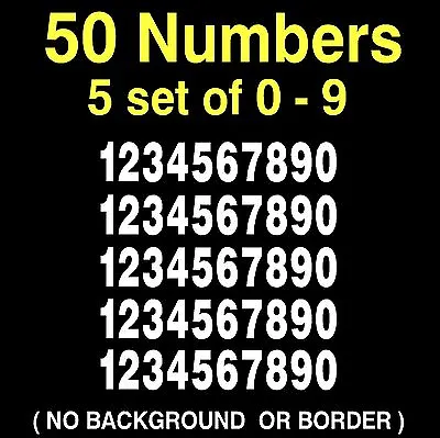 0-9 Numbers Vinyl Decal Sheet 5 Sets Of 0-9 Mailbox Hobby Sports 50 Numbers • $4.95
