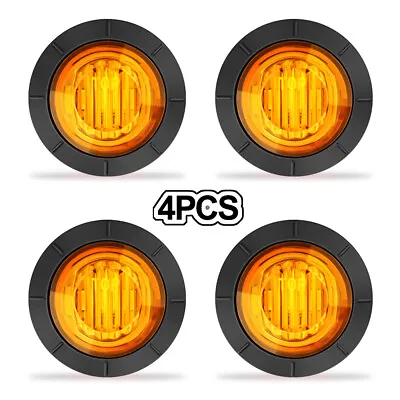 4X Amber Round 3/4  LED Side Marker Clearance Light Trailer Truck Tail Lamp 12V • $14.49