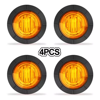 4X Amber Round 3/4  LED Side Marker Clearance Light Trailer Truck Tail Lamp RV • $6.49