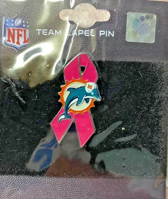 NFL Miami Dolphins Official Licensed Breast Cancer Awareness Pink Ribbon Pin NEW • $9.95