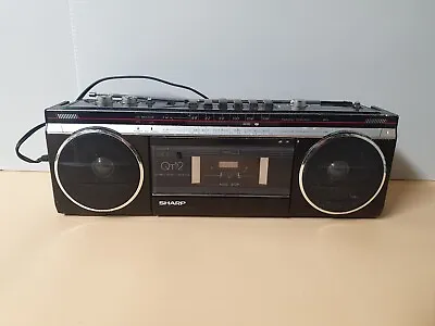 Vintage SHARP QT12 Stereo Radio Tape Cassette Black • $75