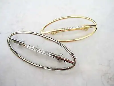 Large Silver Or Gold Metal And Crystal Hair Clip Clamp  Barrette Snap Clip • $7.95