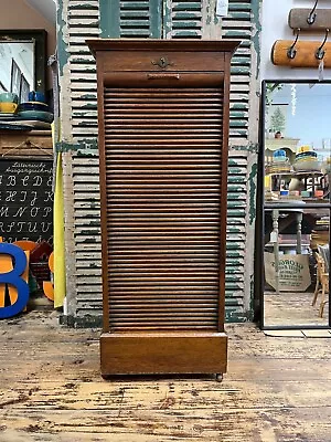 Antique Wooden Tambour Filing Cabinet • £470