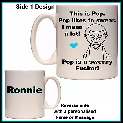 Personalised Pop Likes To Swear - Sweary F*cker Mug - Funny Name Gift Grandpa • $20