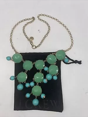 J. Crew Necklace Statement Blue & Green Stones With Dust Bag J2 • $19.99