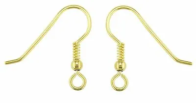 1 X Pair 375 9ct Yellow Gold Twist Hook Ear Wires Bead Earring Fasteners Crafts • £36.72
