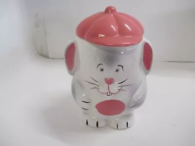 Vintage Rabbit Bunny With Pink Hat Cookie Biscuit Jar • $15.99